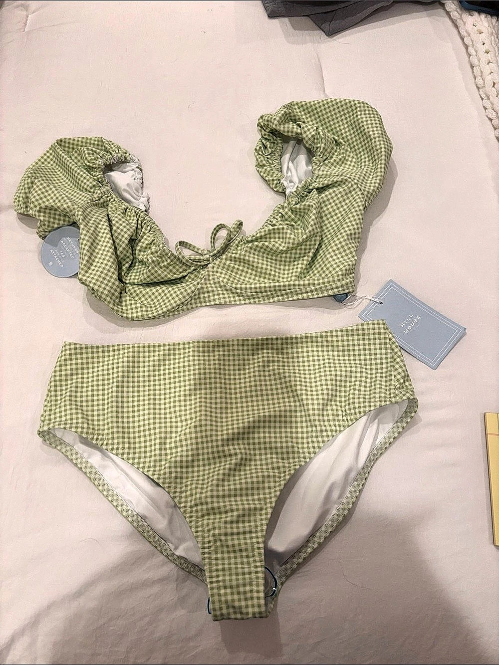 Hill House Home The Aurelia Bikini Set Green & White Gingham